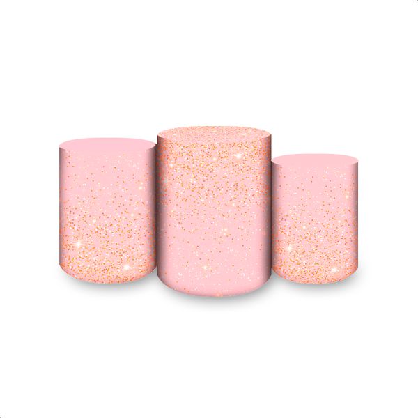Trio Capas Cilindros Sublimados Glitter Rosa 2142