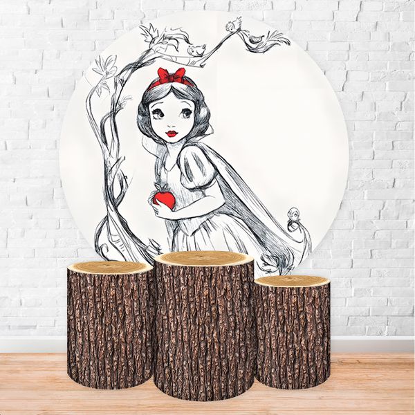 Kit Capa Painel + Trio Capas Cilindros Sublimados Tema Branca de Neve 2157