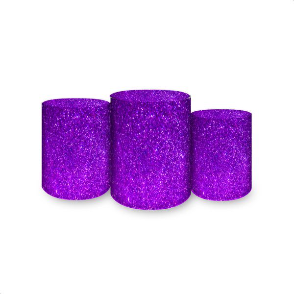 Capas Trio Cilindros Sublimados Tema Glitter Roxo 3126