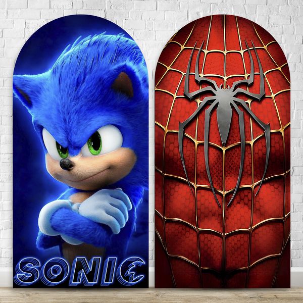 Capa Painel Romano Sublimado Tema Sonic e Homem Aranha 342