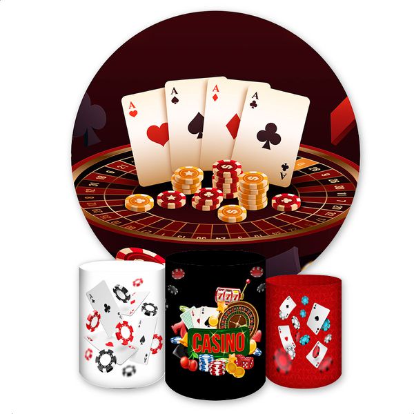 Kit Capa Painel Redondo + Trio Capas Cilindros Sublimados Tema Jogos 4062