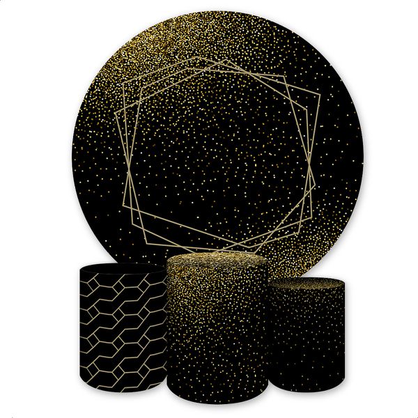Capa Painel + Trio Capas Cilindros Sublimados Tema Glitter Geométrico 4064