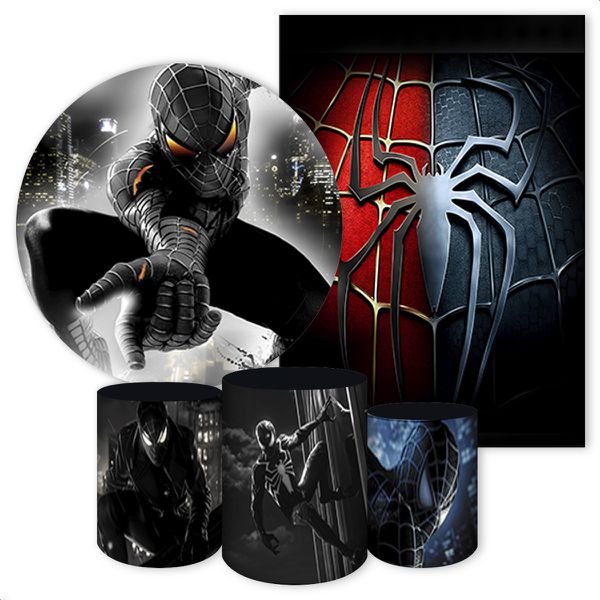Kit 5 Peças Capa Redonda + Capa Retangular + Trio Capas Cilindros Sublimados Tema Homem Aranha 4106