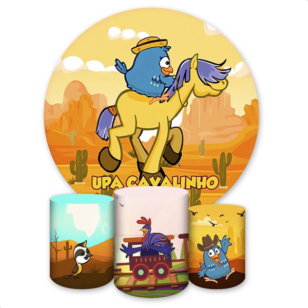 Capa Painel + Trio Capas Cilindros Sublimados Tema Galinha Pintadinha 4116