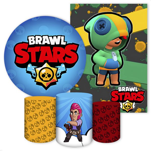 Kit 5 Peças Capa Redonda + Capa Retangular + Trio Capas Cilindros Sublimados Tema Brawl Star 4127
