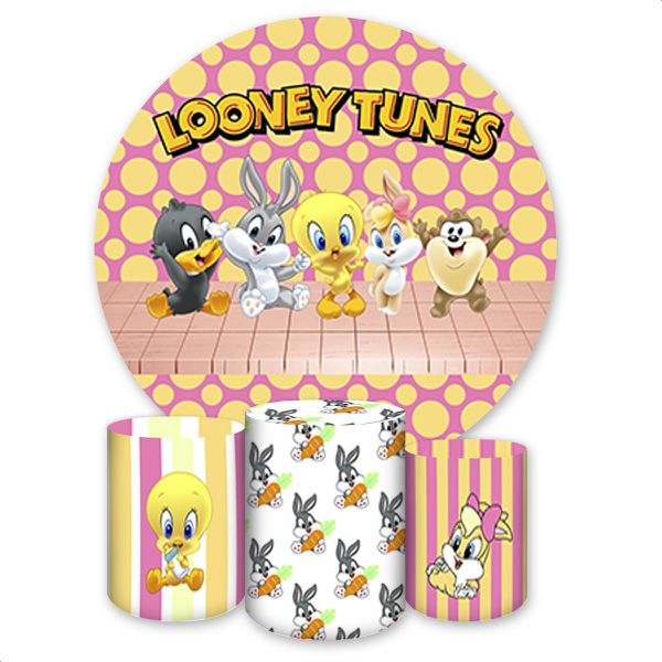 Kit Capa Painel + Trio Capas Cilindros Sublimados Tema Baby Looney Tunes 4137