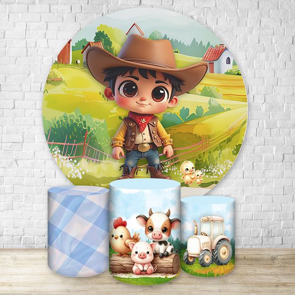 Kit Capa Painel Redondo + Trio Capas Cilindros Sublimados Tema Boiadeiro Cowboy 4161
