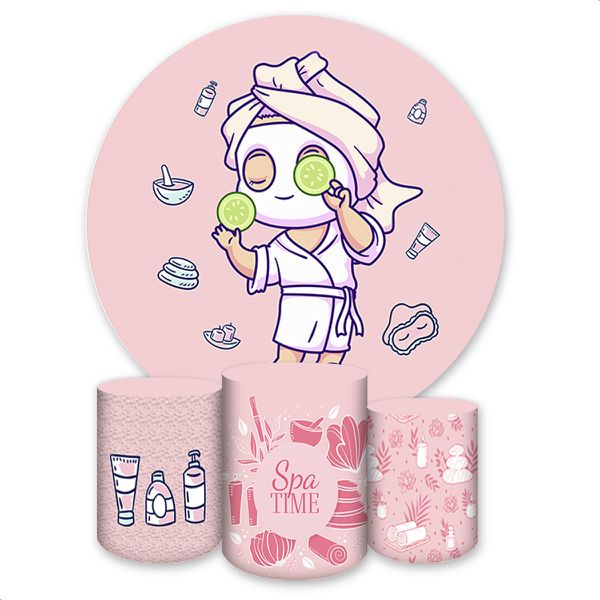 Kit Capa Painel + Trio Capas Cilindros Sublimados Tema Spa Infantil 4162