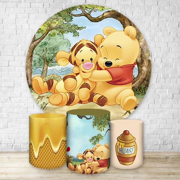 Capa Painel + Trio Capas Cilindros Sublimados Tema Ursinho Pooh 4165