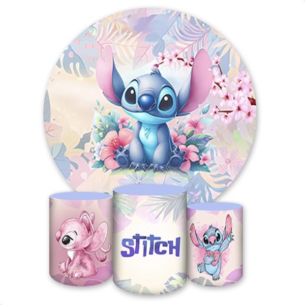 Kit Capa Painel Redondo + Trio Capas Cilindros Sublimados Tema Lilo Stich 4190 