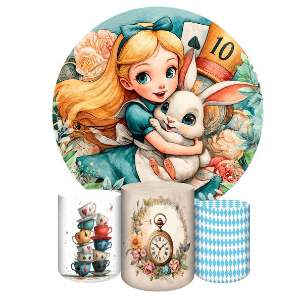 Kit 4 Capas Tema Alice no Pais das Maravilhas 4232