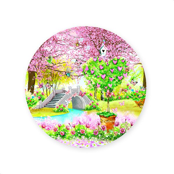 Capa Painel Redondo Sublimados Tema Jardim 475