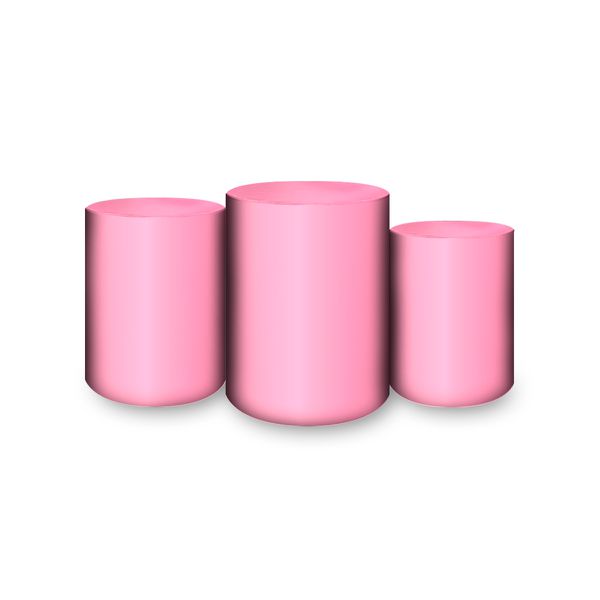 Trio Capas Cilindros Sublimados Tema Metalizado Rosa