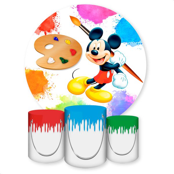 Capa Painel + Trio Capas Cilindros Sublimados Tema Mickey 261