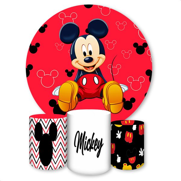 Capa Painel + Trio Capas Cilindros Sublimados Tema Mickey 262