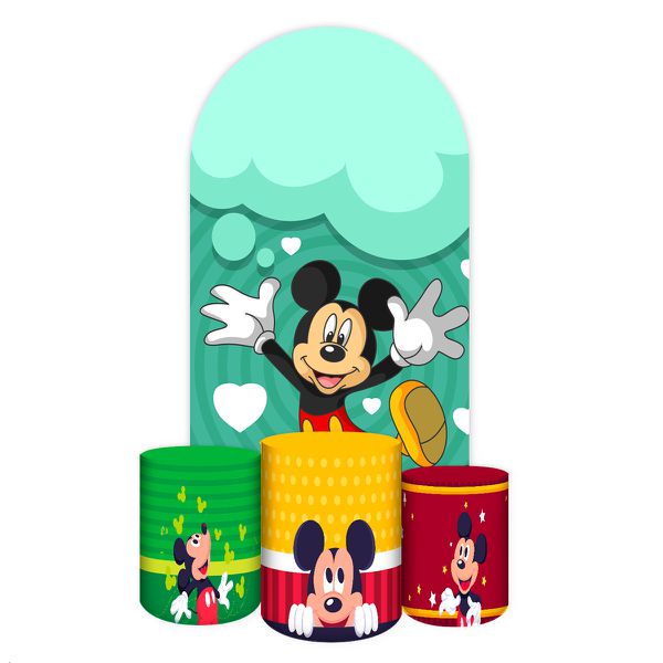 Capa Painel Romano Veste fácil + 3 Capas Cilindros Tema Mickey 2546