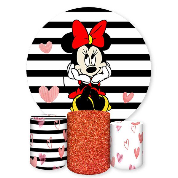 Capa Painel + Trio Capas Cilindros Sublimados Tema Minnie 278