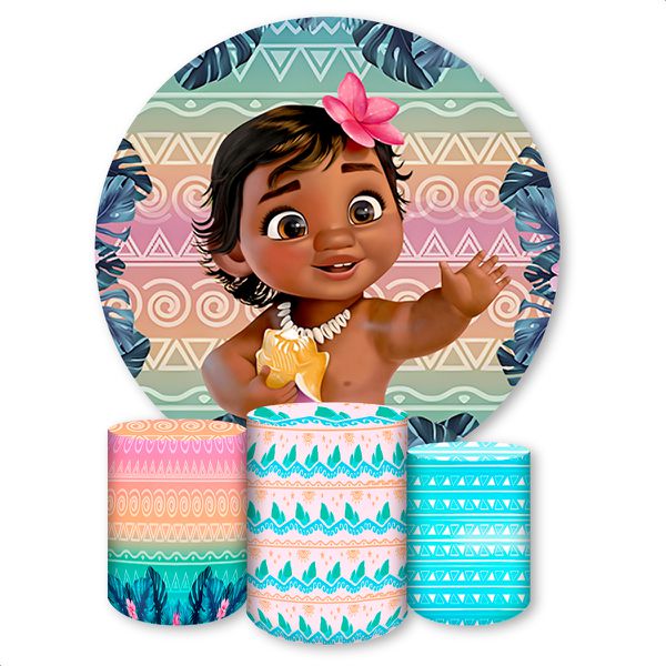 Capa Painel + Trio Capas Cilindros Sublimados Tema Moana 288