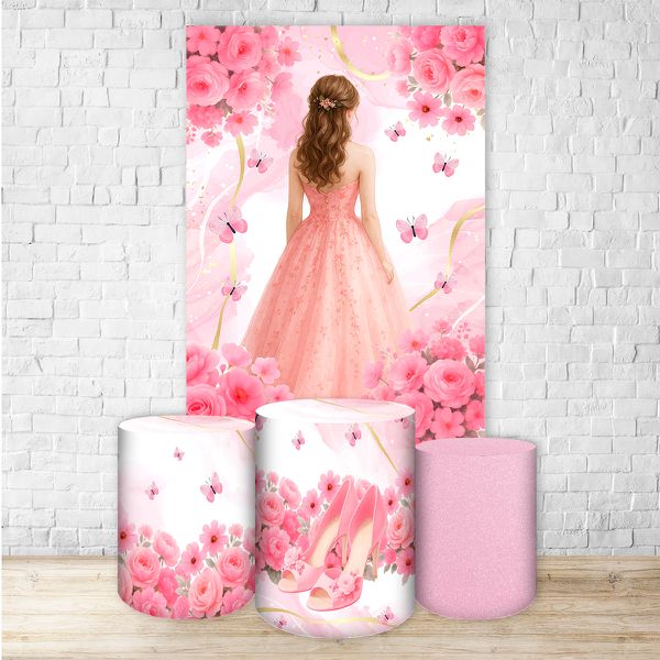 Kit Retangular + Trio de Cilindros Tema 15 Anos 7154