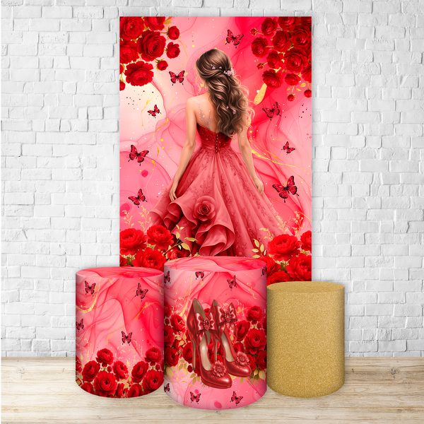 Kit Retangular + Trio de Cilindros Tema 15 Anos 7155