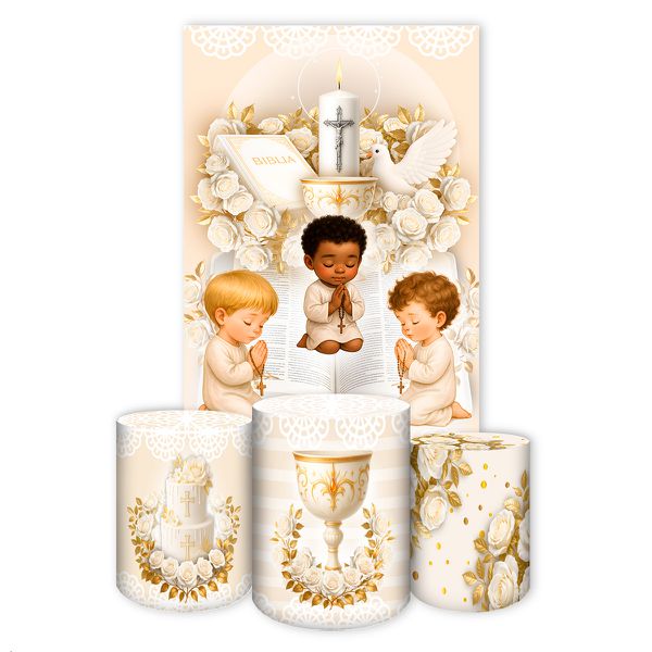 Retangular + Trio Capas Cilindros Tema Batizado 7139