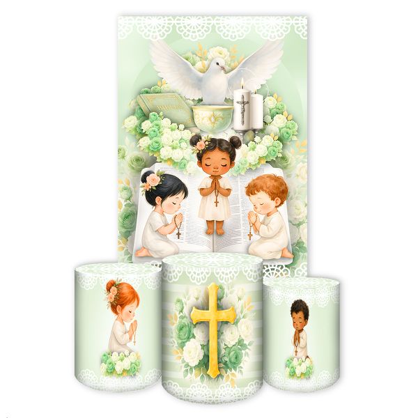 Retangular + Trio Capas Cilindros Tema Batizado 7140