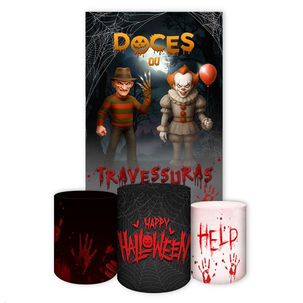 Kit Retangular + Trio Cilindros Tema Halloween 7159