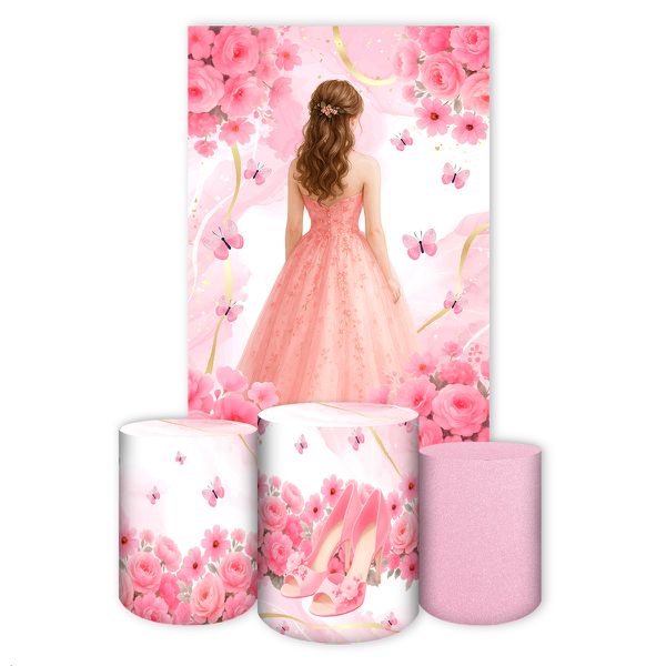 Kit Retangular + Trio de Cilindros Tema 15 Anos 7154