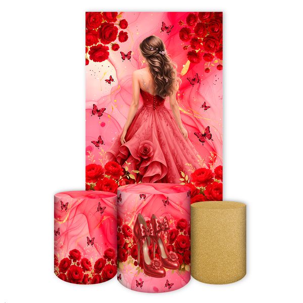 Kit Retangular + Trio de Cilindros Tema 15 Anos 7155