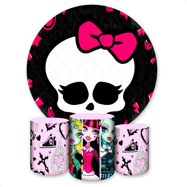 Capa Painel + Trio Capas Cilindros Sublimados Tema Monster High 2635