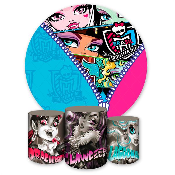 Capa Painel + Trio Capas Cilindros Sublimados Tema Monster High 2636