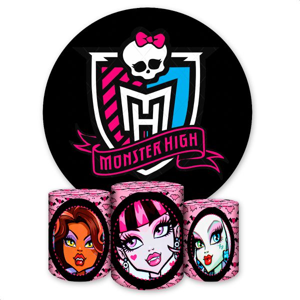 Capa Painel + Trio Capas Cilindros Sublimados Tema Monster High 2637