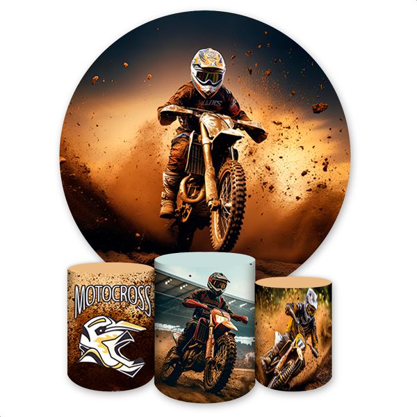 Capa Painel + Trio Capas Cilindros Sublimados Tema Motocross 501
