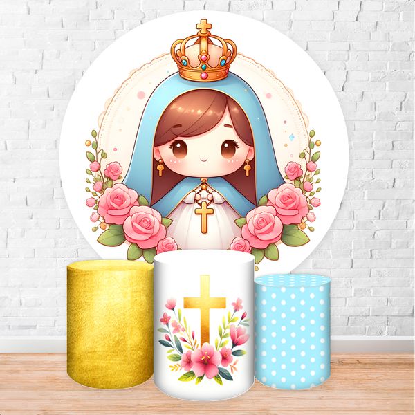 Capa Painel + Trio Capas Cilindros Sublimados Tema Religioso/ Nossa Senhora cute 2069