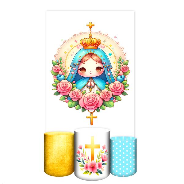 Capa Retangular + Trio Capas Cilindros Sublimados Tema Religioso 2069
