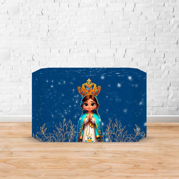 Capa Decorativa para 2 Mesas Quadrada Sublimada Tema Religioso/ Nossa senhora cute 2070