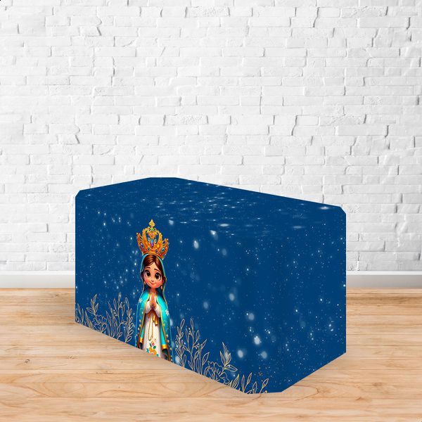 Capa Decorativa para 2 Mesas Quadrada Sublimada Tema Religioso/ Nossa senhora cute 2070
