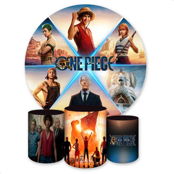 Capa Painel + Trio Capas Cilindros Sublimados Tema One Piecee 2504