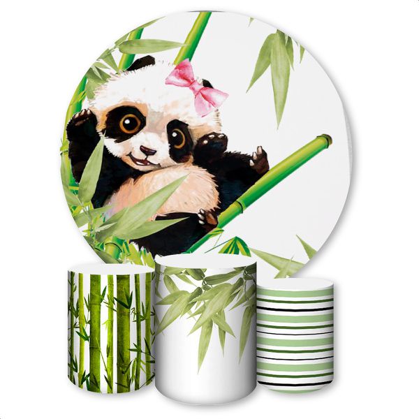 Capa Painel + Trio Capas Cilindros Sublimados Tema Pandinha 512