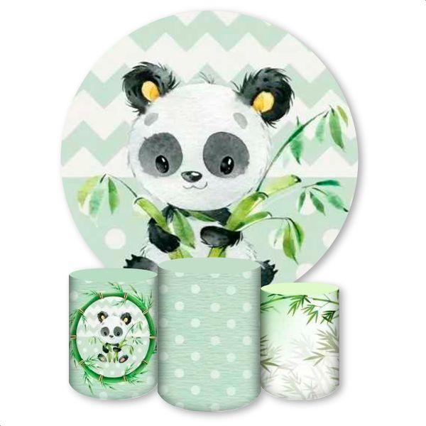 Capa Painel + Trio Capas Cilindros Sublimados Tema Pandinha 706