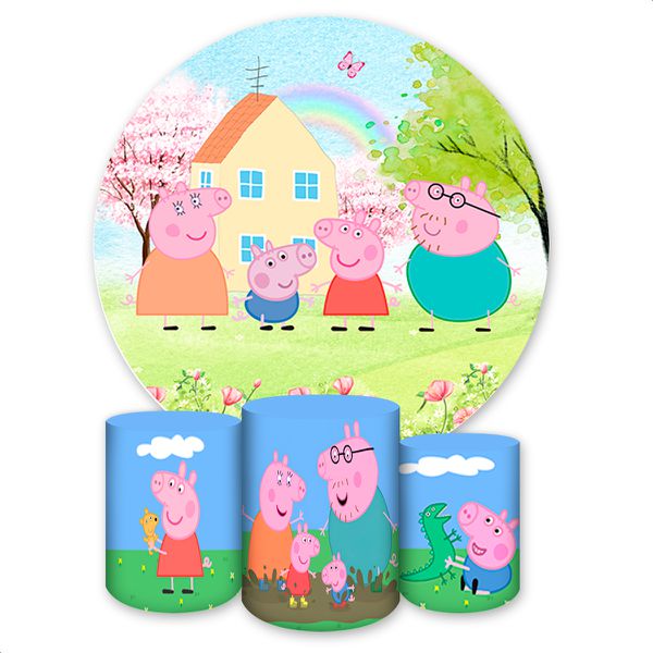 Capa Painel + Trio Capas Cilindros Sublimados Tema Peppa Pig 1681