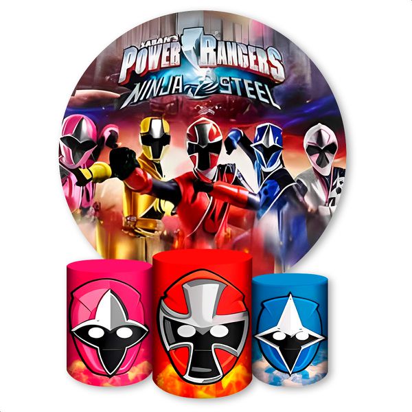 Capa Painel + Trio Capas Cilindros Sublimados Tema Power Rangers 1191
