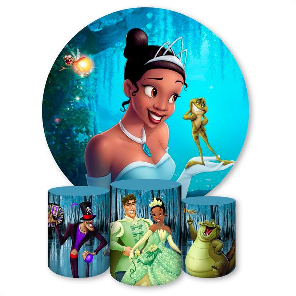Capa Painel + Trio Capas Cilindros Sublimados Tema Princesa e o Sapo 724