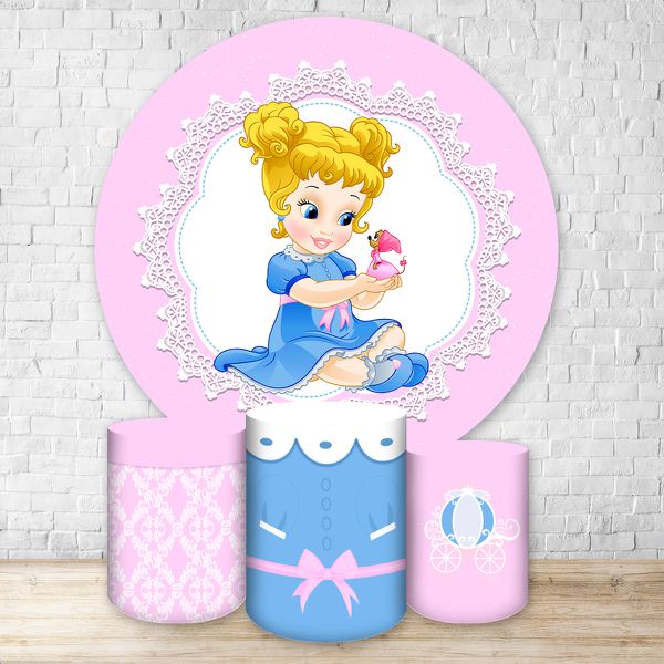 Capa Painel + Trio Capas Cilindros Sublimados Tema Princesa Cute 2015