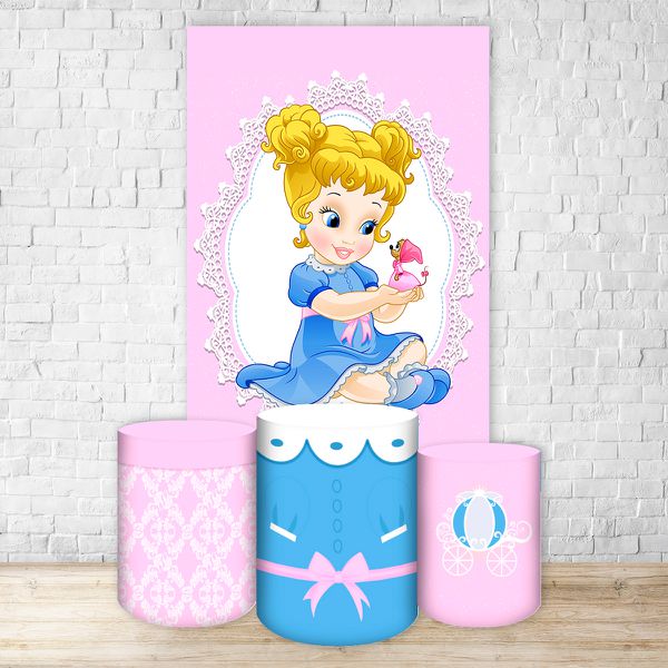 Capa Retangular + Trio Capas Cilindros Sublimados Tema Princesa Cute 2015