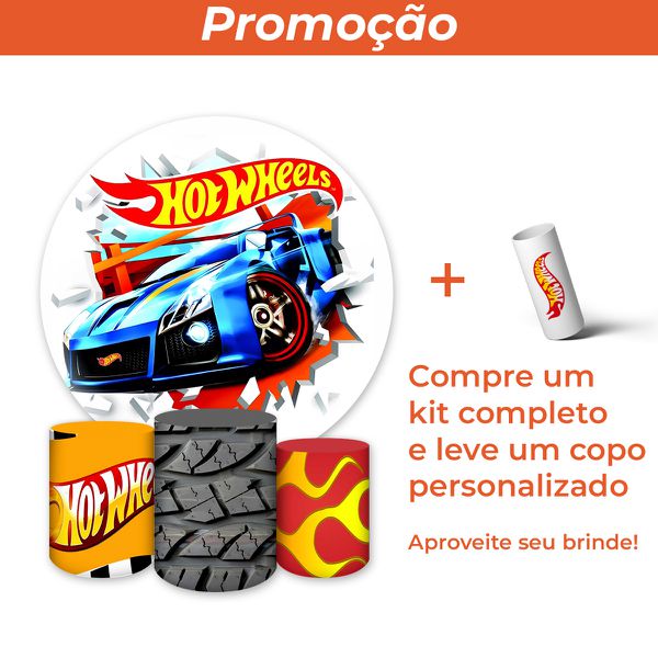 Capa Painel + Trio Capas Cilindros Sublimados Tema Hotwheels 1605