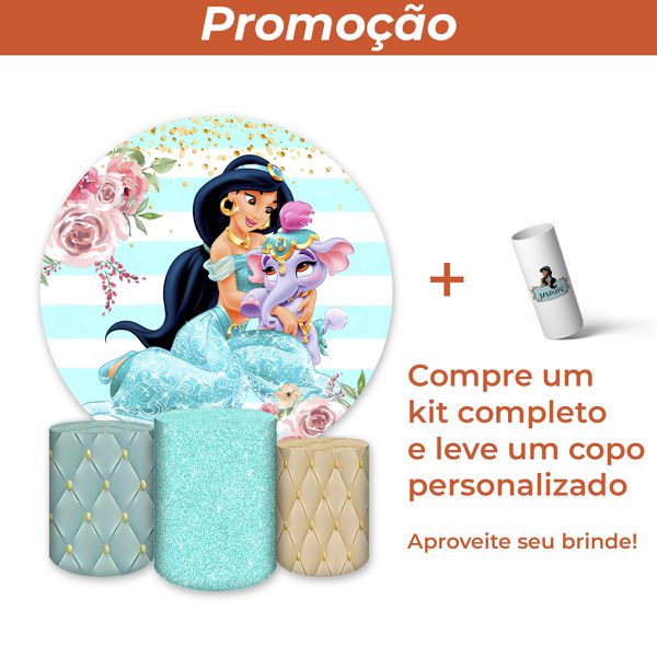 Capa Painel + Trio Capas Cilindros Sublimados Tema Jasmine 252