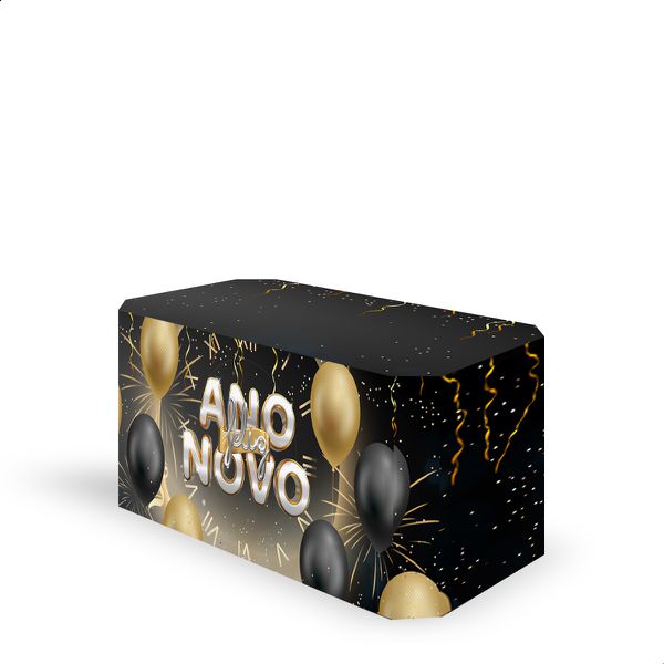 Capa Decorativa para 2 Mesas Quadrada Sublimada Tema Ano Novo Decorações de Ano Novo