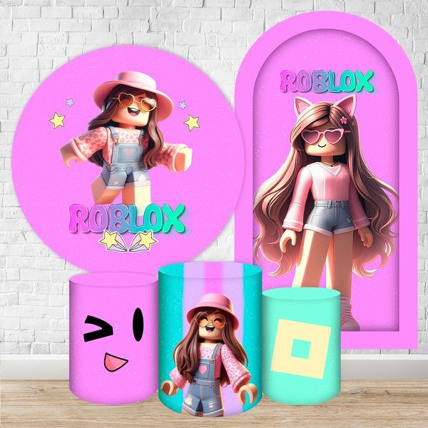 Kit 5 peças Capa Romano Veste Fácil+ Capa Redonda+ Trio Capas Cilindro Sublimados Tema Roblox 2202