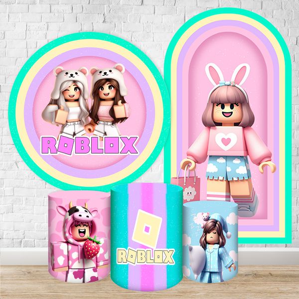Kit 5 peças Capa Romano Veste Fácil+ Capa Redonda+ Trio Capas Cilindro Sublimados Tema Roblox 2203